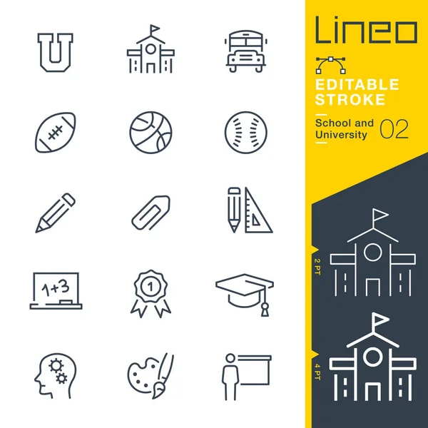 Lineo Szerkeszthető Stroke Iskolai Egyetemi Vonal Ikonok — Stock Vector