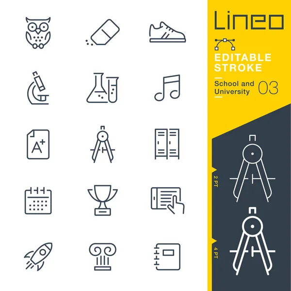 Lineo Editable Stroke Иконки Школьных Университетских Линий — стоковый вектор
