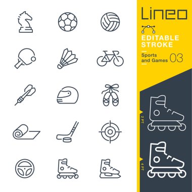 Lineo düzenlenebilir kontur - spor ve Oyunlar çizgi simgeler