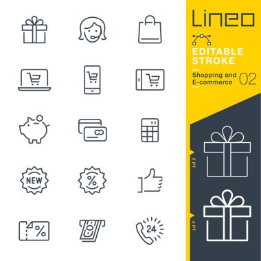 Lineo düzenlenebilir kontur - alışveriş ve E-ticaret satır simgeler