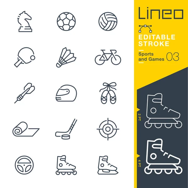 Lineo Editable Stroke Deportes Juegos Iconos Línea — Vector de stock