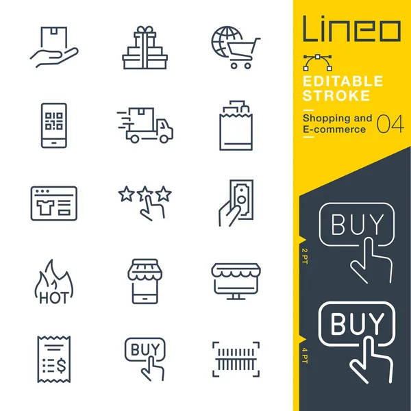 Lineo Editable Stroke Shopping Commerce Line Icons — Stock Vector