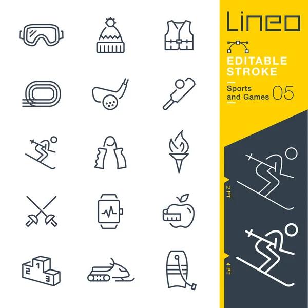 Lineo Szerkeszthető Stroke Sport Játék Vonal Ikonok — Stock Vector