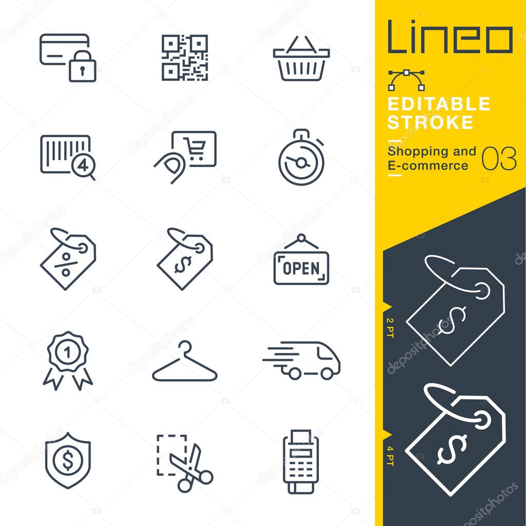 Lineo Editable Stroke - Shopping and E-commerce line icons