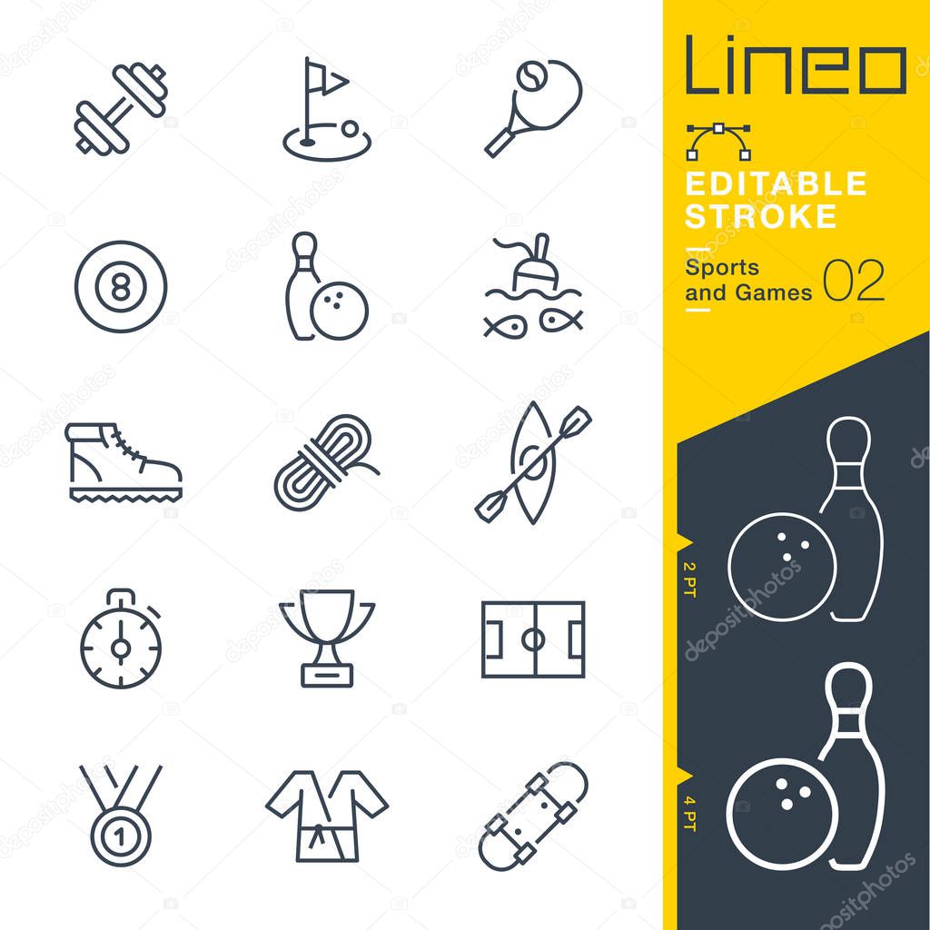 Lineo Editable Stroke - Sports and Games line icons