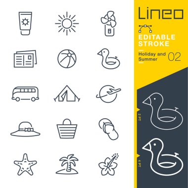 Lineo düzenlenebilir kontur - tatil ve yaz satır simgeler
