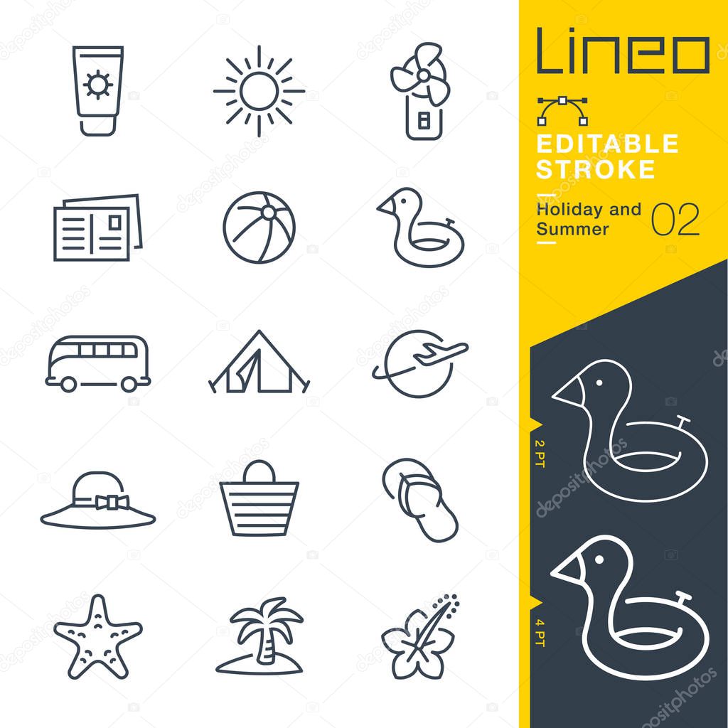 Lineo Editable Stroke - Holiday and Summer line icons