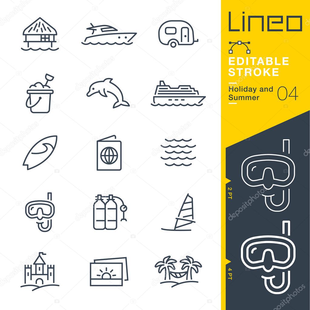 Lineo Editable Stroke - Holiday and Summer line icons
