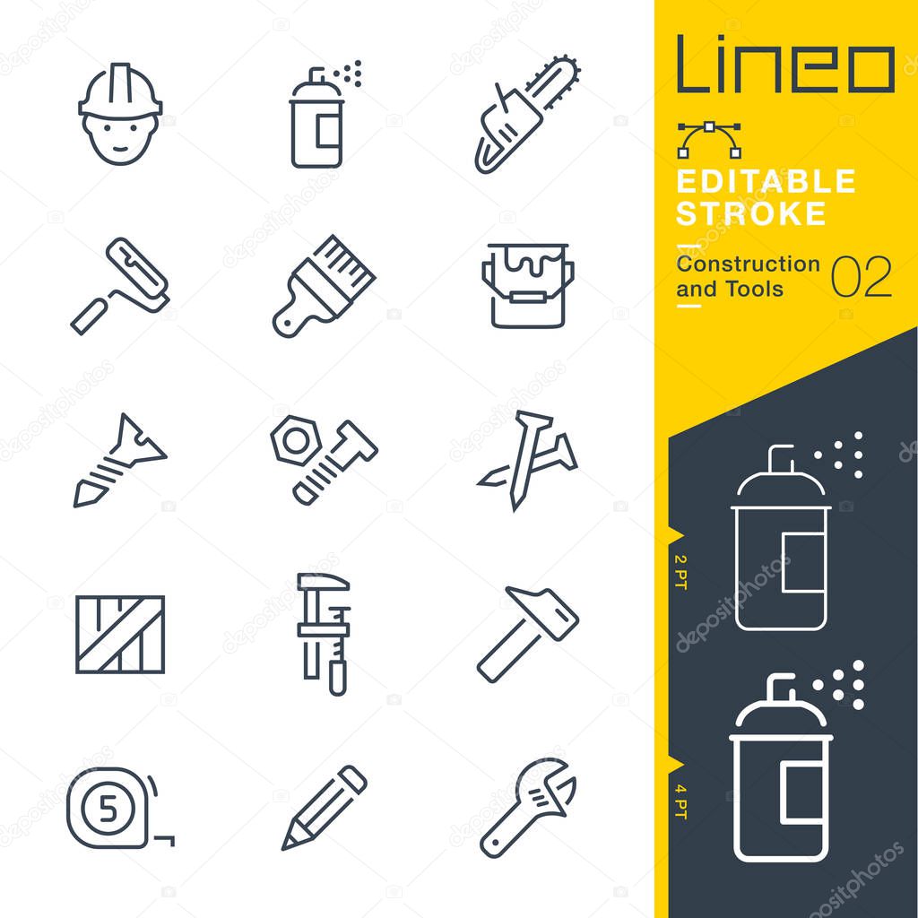 Lineo Editable Stroke - Construction and Tools line icons