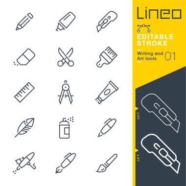 Lineo düzenlenebilir kontur - yazma ve sanat hattı simgeler araçları