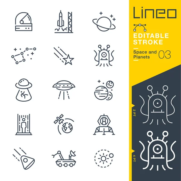 Lineo düzenlenebilir kontur - uzay ve gezegenler satır simgeler