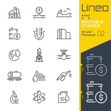 Lineo düzenlenebilir kontur - petrol ve petrol hattı simgeler