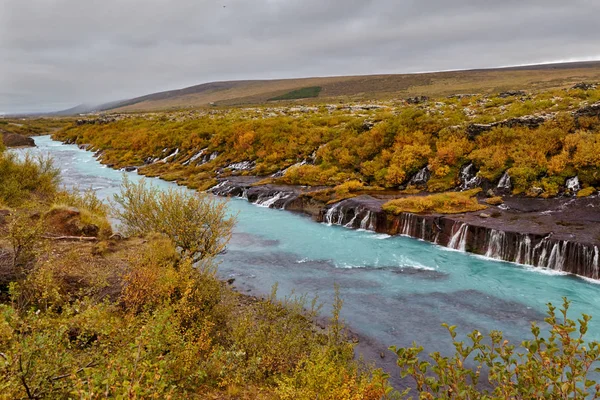 Hraunfossar Fällt Island Schöner Wasserfall — Stockfoto