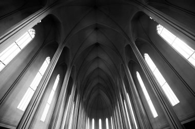 Reykjavik, İzlanda. 22 Eylül 2019: Lutheran tapınak tanımlıkHallgrimskirkja