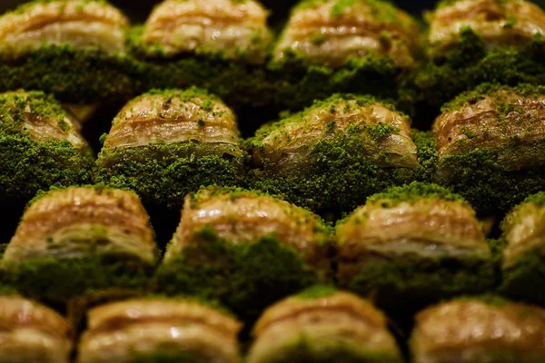 Baklava. Turkish sweets with pistachio close up