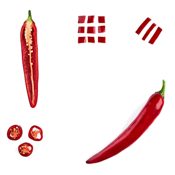 Bezproblémový Model Červenými Chilli Papričkami Zelenina Abstraktní Pozadí Koláž Potravin — Stock fotografie