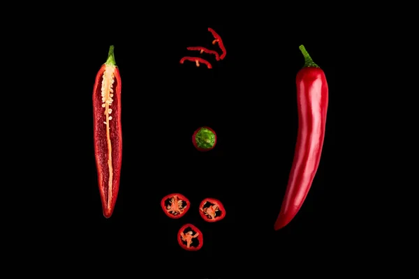 Modèle Sans Couture Avec Des Piments Rouges Légumes Fond Abstrait — Photo