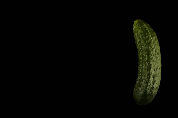 Seamless Pattern Green Fresh Cucumber Food Collage Black Background Slicing — Stock Photo, Image