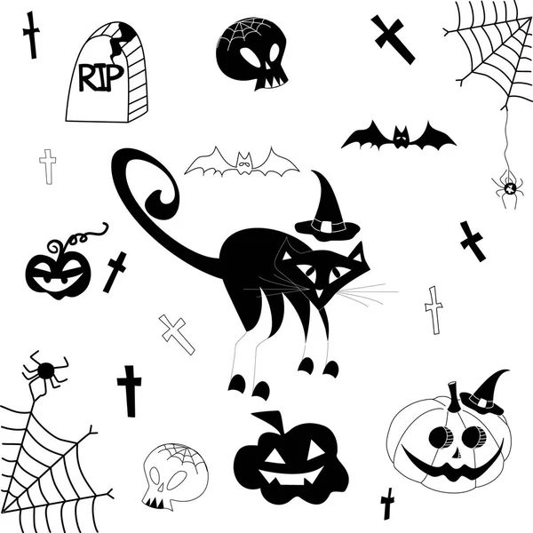Colección Símbolos Halloween Iconos Para Halloween — Vector de stock