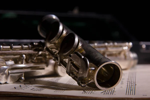 Silver Flute Ancient Musical Background — Stock Photo, Image