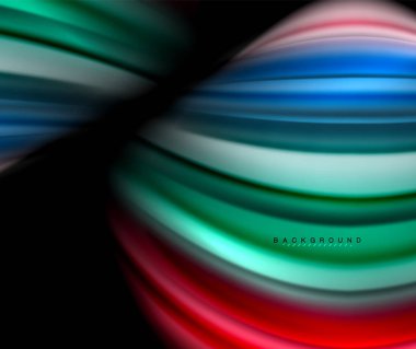 Siyah sıvı dalgalı çok renkli çizgiler