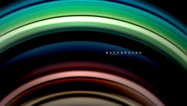 Siyah arkaplanda soyut dalga çizgileri sıvı gökkuşağı stili renk çizgileri