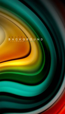 Siyah arkaplanda soyut dalga çizgileri sıvı gökkuşağı stili renk çizgileri