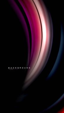 Siyah arkaplanda soyut dalga çizgileri sıvı gökkuşağı stili renk çizgileri