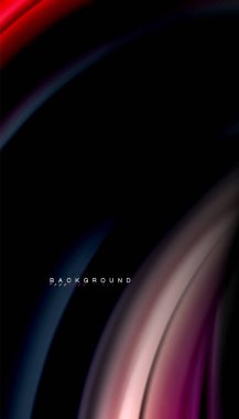 Siyah arkaplanda soyut dalga çizgileri sıvı gökkuşağı stili renk çizgileri