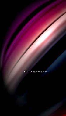 Siyah arkaplanda soyut dalga çizgileri sıvı gökkuşağı stili renk çizgileri