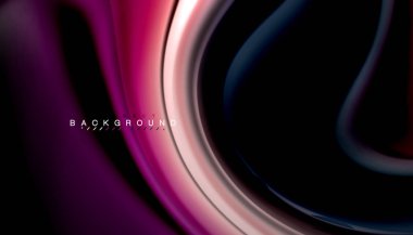 Siyah arkaplanda soyut dalga çizgileri sıvı gökkuşağı stili renk çizgileri