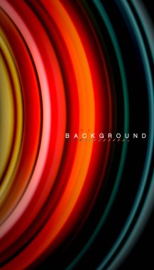 Siyah arkaplanda soyut dalga çizgileri sıvı gökkuşağı stili renk çizgileri