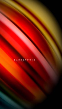 Siyah arkaplanda soyut dalga çizgileri sıvı gökkuşağı stili renk çizgileri