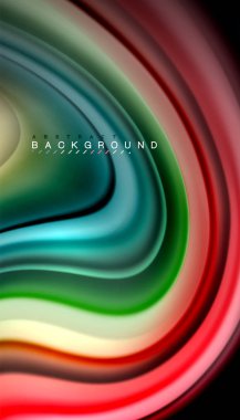 Siyah arkaplanda soyut dalga çizgileri sıvı gökkuşağı stili renk çizgileri