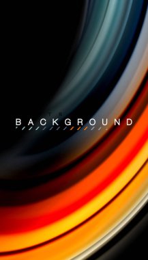 Siyah arkaplanda soyut dalga çizgileri sıvı gökkuşağı stili renk çizgileri