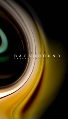 Siyah arkaplanda soyut dalga çizgileri sıvı gökkuşağı stili renk çizgileri