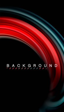 Siyah arkaplanda soyut dalga çizgileri sıvı gökkuşağı stili renk çizgileri