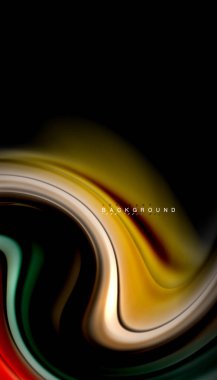 Siyah arkaplanda soyut dalga çizgileri sıvı gökkuşağı stili renk çizgileri