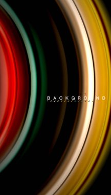 Siyah arkaplanda soyut dalga çizgileri sıvı gökkuşağı stili renk çizgileri