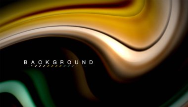 Siyah arkaplanda soyut dalga çizgileri sıvı gökkuşağı stili renk çizgileri