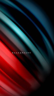 Siyah arkaplanda soyut dalga çizgileri sıvı gökkuşağı stili renk çizgileri