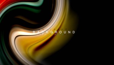 Siyah arkaplanda soyut dalga çizgileri sıvı gökkuşağı stili renk çizgileri