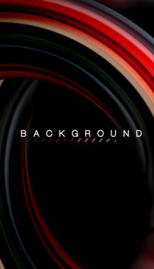 Siyah arkaplanda soyut dalga çizgileri sıvı gökkuşağı stili renk çizgileri