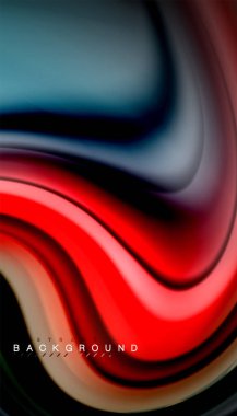 Siyah arkaplanda soyut dalga çizgileri sıvı gökkuşağı stili renk çizgileri