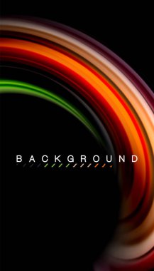 Siyah arkaplanda soyut dalga çizgileri sıvı gökkuşağı stili renk çizgileri