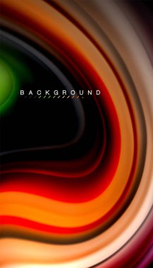 Siyah arkaplanda soyut dalga çizgileri sıvı gökkuşağı stili renk çizgileri