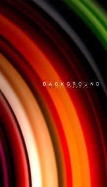 Siyah arkaplanda soyut dalga çizgileri sıvı gökkuşağı stili renk çizgileri