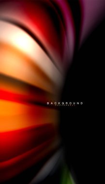 Siyah arkaplanda soyut dalga çizgileri sıvı gökkuşağı stili renk çizgileri