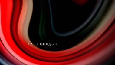 Siyah arkaplanda soyut dalga çizgileri sıvı gökkuşağı stili renk çizgileri