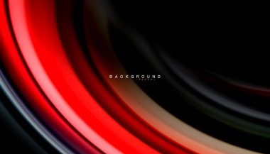 Siyah arkaplanda soyut dalga çizgileri sıvı gökkuşağı stili renk çizgileri